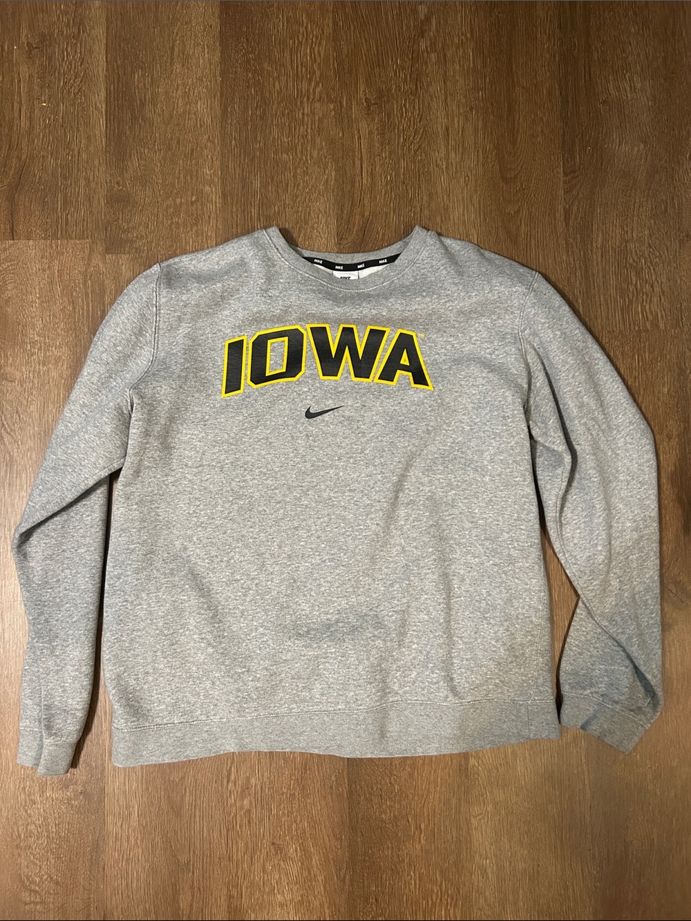 Nike Gray Crewneck Sweatshirt with Yellow & Black Iowa Lettering